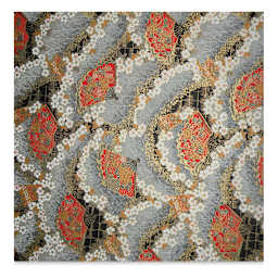 Aitoh Japanese Decorative Paper - White Flowers, Black/Gold, 31-1/2" x 21-1/2"