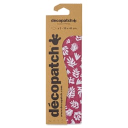 DecoPatch Decorative Papers - Maroon Tropical Floral, Pkg of 3, front of the packaging