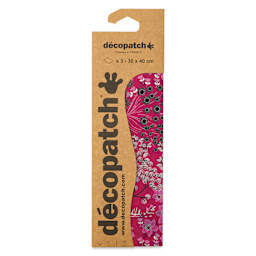DecoPatch Decorative Papers - White, Fuchsia, Black Floral, Pkg of 3, 12" x 16" front of packaging