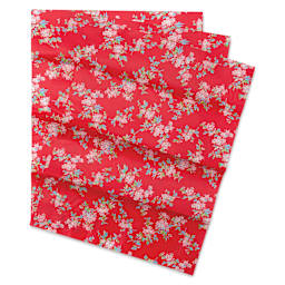 DecoPatch Decorative Papers - Flowers on Pink, Pkg of 3, 12" x 16"