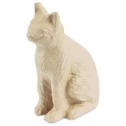 DecoPatch Large Paper Mache Animal - Sitting Cat - front, angled left