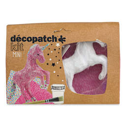 DecoPatch Paper Mache Unicorn Kit, front of the packaging