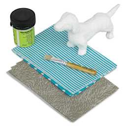 DecoPatch Paper Mache Dog Kit, contents laid out