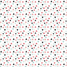 Cricut Joy Adhesive-Backed Deluxe Paper - Kaleidoscope, 4-1/2” x 12”, Package of 10, Sheets (Color swatch, Red/Blue/Black/Cream triangles on white background)