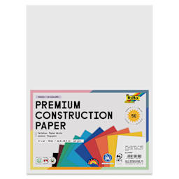 Folia Premium Construction Paper - Pkg of 50, Assorted, 9" x 12", front of packaging with label