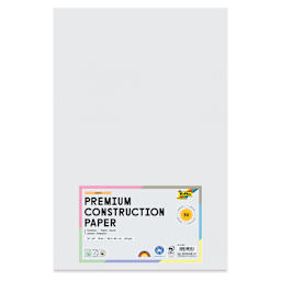 Folia Premium Construction Paper - Pkg of 50, White, 12" x 18", front of packaging