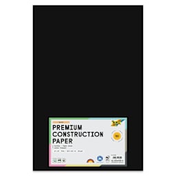 Folia Premium Construction Paper - Pkg of 50, Black, 12" x 18", front of packaging