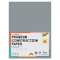 Folia Premium Construction Paper - Pkg of 50, Scotch Gray, 9" x 12", front of packaging
