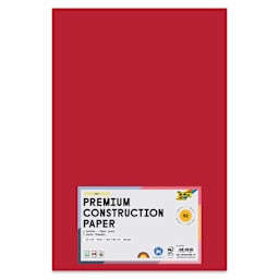Folia Premium Construction Paper - Pkg of 50, Red, 12" x 18", front of packaging
