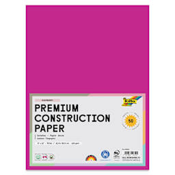 Folia Premium Construction Paper - Pkg of 50, Raspberry, 9" x 12", front of packaging