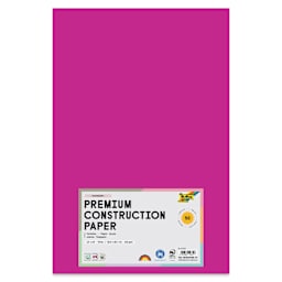 Folia Premium Construction Paper - Pkg of 50, Raspberry, 12" x 18", front of packaging