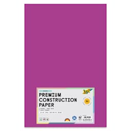 Folia Premium Construction Paper - Pkg of 50, Magenta, 12" x 18", front of packaging