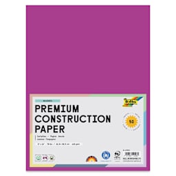 Folia Premium Construction Paper - Pkg of 50, Magenta, 9" x 12", front of packaging