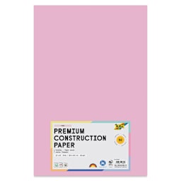 Folia Premium Construction Paper - Pkg of 50, Pink, 12" x 18", front of packaging