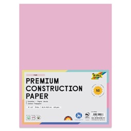 Folia Premium Construction Paper - Pkg of 50, Pink, 9" x 12", front of packaging