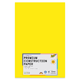 Folia Premium Construction Paper - Pkg of 50, Yellow, 12" x 18", front of packaging