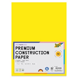 Folia Premium Construction Paper - Pkg of 50, Yellow, 9" x 12", front of packaging