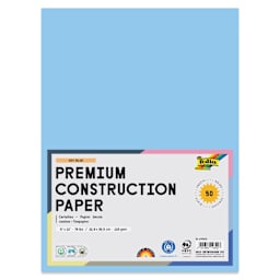 Folia Premium Construction Paper - Pkg of 50, Sky Blue, 9" x 12", front of packaging