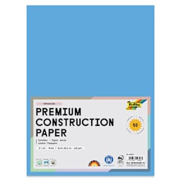 Folia Premium Construction Paper - Pkg of 50, Turquoise, 9" x 12", front of packaging