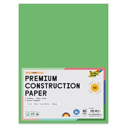 Folia Premium Construction Paper - Pkg of 50, Holiday Green, 9" x 12", front of packaging