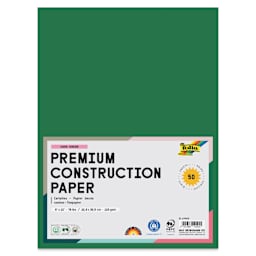 Folia Premium Construction Paper - Pkg of 50, Dark Green, 9" x 12", front of packaging