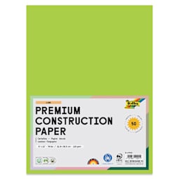 Folia Premium Construction Paper - Pkg of 50, Lime, 9" x 12", front of packaging