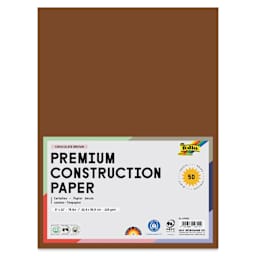Folia Premium Construction Paper - Pkg of 50, Chocolate Brown, 9" x 12", front of packaging
