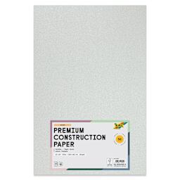 Folia Premium Metallic Construction Paper - Pkg of 50, Silver, 12" x 18", front of packaging