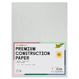 Folia Premium Metallic Construction Paper - Pkg of 50, Silver, 9" x 12", front of packaging