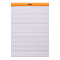 Rhodia Top-Stapled Notepad - Orange, Ruled, 8-1/4" x 11-3/4" (example of paper)