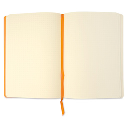 Rhodiarama Soft Cover Notebook - Dot Grid, Black, 5-3/10" x 8-7/10", open notebook