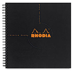 Rhodia Reverse Wirebound Notebook - Black, Graph, 8-1/4" x 8-1/4"