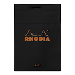 Rhodia Top-Stapled Notepad - Black, Ruled, 3-3/8" x 4-3/4"