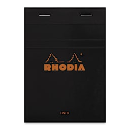 Rhodia Top-Stapled Notepad - Black, Ruled, 4" x 6"