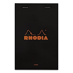 Rhodia Top-Stapled Notepad - Black, Ruled, 4-3/8" x 6-3/8"