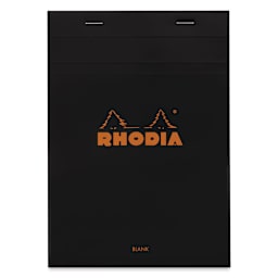 Rhodia Top-Stapled Notepad - Black, Blank, 6" x 8-1/4" (front)