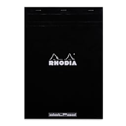 Rhodia Top-Stapled Notepad - Black, 11-3/4" x 8-1/4", DotPad, front of notebook