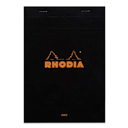 Rhodia Classic Staplebound Notebook - Black, 8-1/4" x 6", Ruled, front of notebook