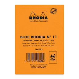 Rhodia Top-Stapled Notepad - Orange, Ruled, 3" x 4" (back of pad)
