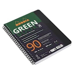 Rhodia Greenbook Notebook - 6.3" x 8.3", Black, Grid, 80 Sheets