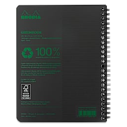 Rhodia Greenbook Notebook - 6.3" x 8.3", Black, Lined, 80 Sheets, back cover