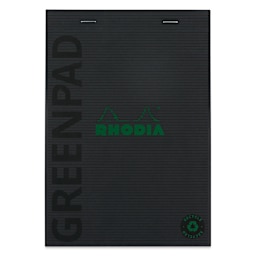 Rhodia Greenpad Notepad - Lined, Black, 6" x 8-1/4", front cover
