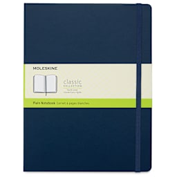 Moleskine Classic Hardcover Notebook - Navy, Blank, 9-3/4" x 7-1/2" (front)