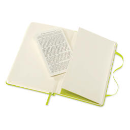 Moleskine Classic Hardcover Notebook - Lemon Green, Blank, 5-1/2" x 3-1/2" (showing the pocket)