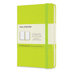 Moleskine Classic Hardcover Notebook - Angled view of Lemon Green Notebook, closed