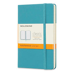 Moleskine Classic Hardcover Notebook - Reef Blue, Ruled, 5-1/2" x  3-1/2"