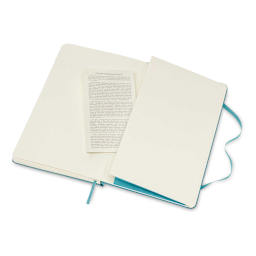Moleskine Classic Hardcover Notebook - Reef Blue, Ruled, 8-1/4" x 5" (showing the pocket)