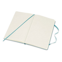 Moleskine Classic Hardcover Notebook - Reef Blue, Ruled, 8-1/4" x 5" (open)