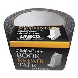 Lineco Spine Repair Tape - 2" x 15 yards, Black, Cloth, in packaging