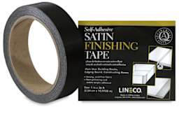 Lineco Satin Cloth Tapes - Black Tape Roll shown with package